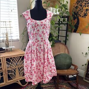 Vintage 80s/90s Honors Intimates Floral Drop Waist Back Button Cottagecore Dress